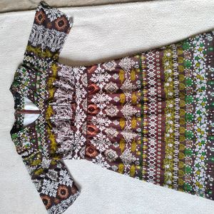 Printed Vintage Brown Dress