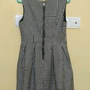 Black And White Striped Flare Dress