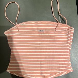 Pink & White Stripes Crop Top