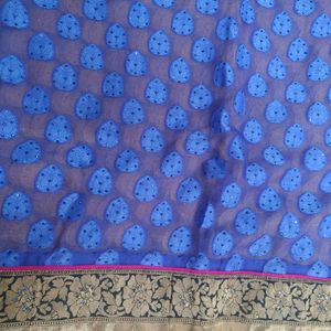 Festive Wear Saree Navy Blue (No Blouse)