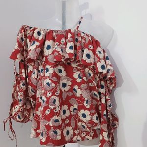 Floral Asymmetric Fashionable Tops