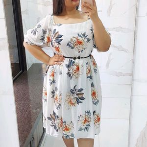 Floral printed flared Dress