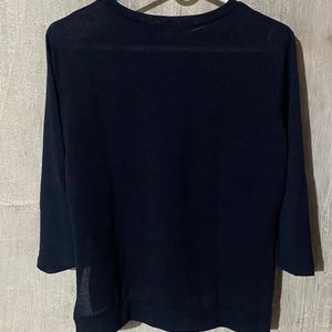 Navy Blue Top With Side Slit