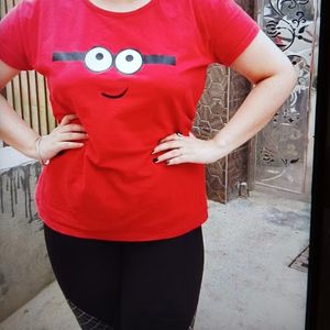 Red Hosiery T Shirt For Women