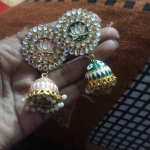 Lotus Minakari Wark Jhumki