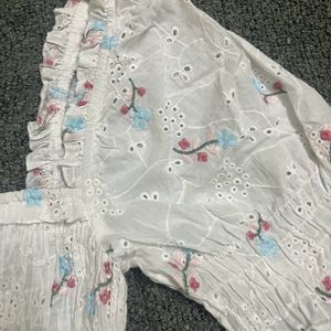 Embroidered Floral Eyelet Top