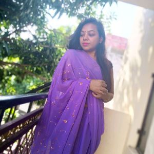 Purple Georgette Saree