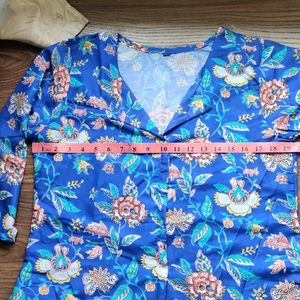 Blue Printed Nightsuit Set (Women's)