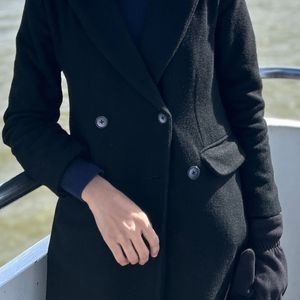 Fable street Double Breasted Overcoat Black