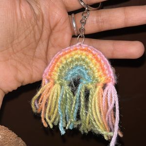 Crochet Rainbow Keychain