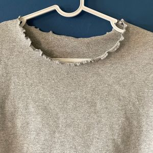 Grey Cauliflower Pattern Crop Top