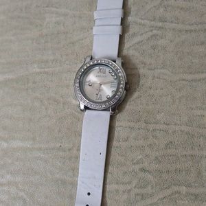 White Strap Watch For Females