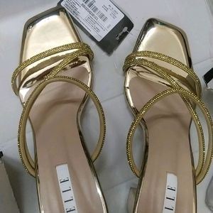 Gold Women Embellished/Sequined Sandals