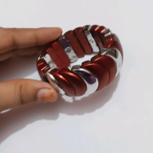 Silver & Maroon Colour Bracelet