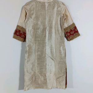 Cream Embroidered Kurta (Women)