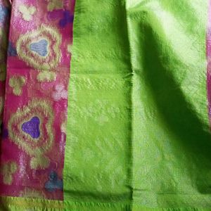 Beautiful Saree Pink And Green Combination