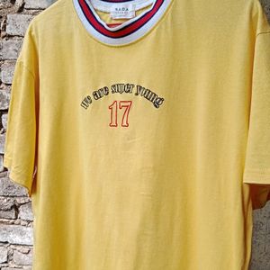 Cosmos Women Yellow Boxy Casual T-shirt