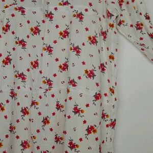 White Floral Printed Dress From MANGO