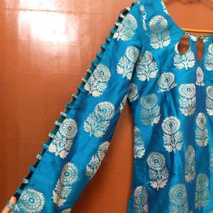 Banarasi Full Pattern Sleeves Designer Kurti