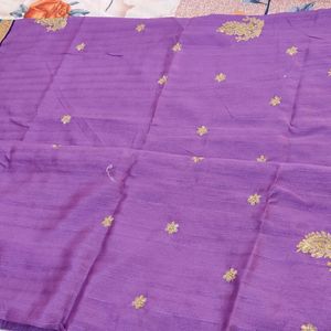 Embroidery work Purple Saree