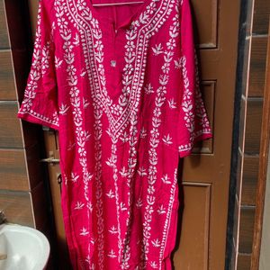 Beautiful Hot Pink Chikankari Kurta