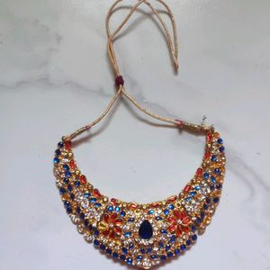 A Gorgeous Blue And Red Stone Work Necklace