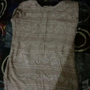 Jaipuri Chunri Print Kurta Brown Colour