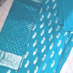 Combo Of Mustard And Sea Green Banarasi Silk