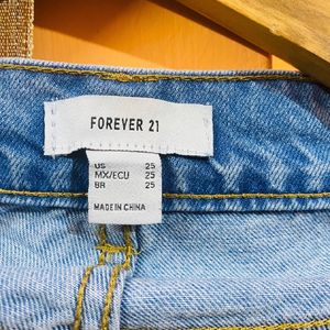 Forever 21 high waisted sky blue distressed jeans