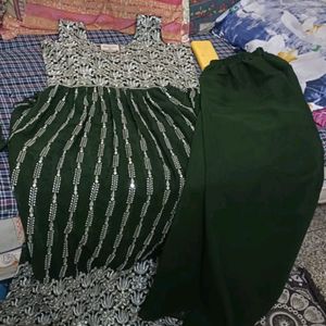 Green Gown With Dupatta And Pajama