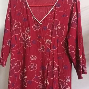 Anouk Red Printed Kurta