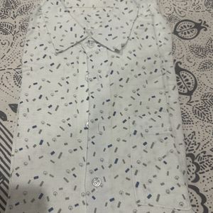 Party Wear White Stiched Shirt