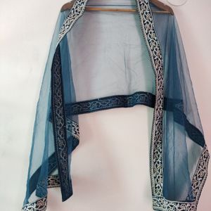 Blue Net Dupatta For Women, 2meter