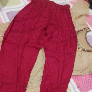 Golden And Maroon Plazo Suit With Dupatta