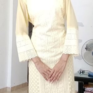 Yellow ChikanKari Kurti ❤️‍🔥