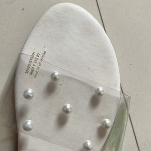 White Pearl Transperent Flats