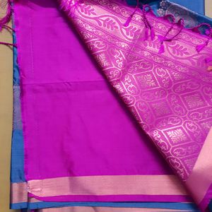 New Grey And Pink Soft Silk Saree