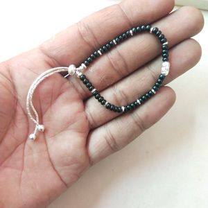 Pure Silver Adjustable Hand Bracelet In Black Bids