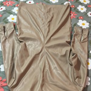 Leather Dress - Beige Color