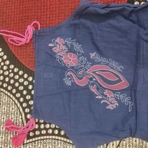 Peacock Print Blue And Pink Maxi Dress.