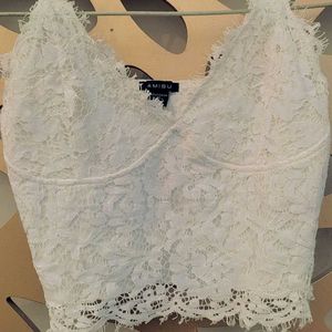 Cute White Mess Party Wear Crop Top.