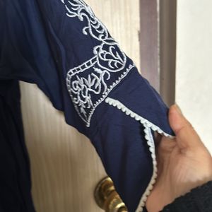 Navy Blue Embroidered Top