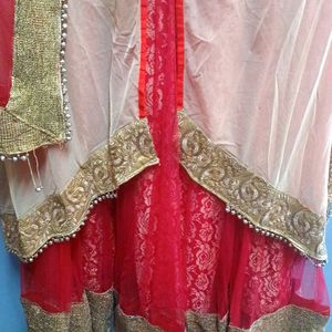 Red Suit/ Partywear Gown With Dupatta