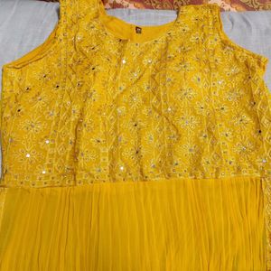 Bright Yellow Nyra 3 Pc With Mirror Work