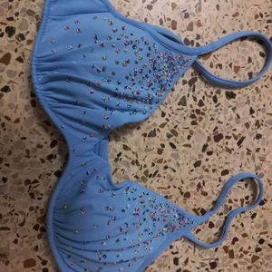 Light Blue Beads  Padded Bikini