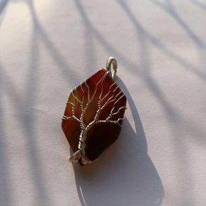 Carnelian Crystal Tree Of Life Pendant