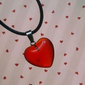 Y2k Glass Heart Pendant With Cord