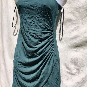 I. DARK GREEN SEXY ONE SIDED RUCHED BODYCON