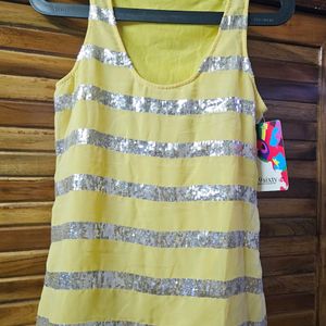 Yellow And Silver Sequins Top