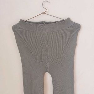 Branded Ribbed Flared Trouser.